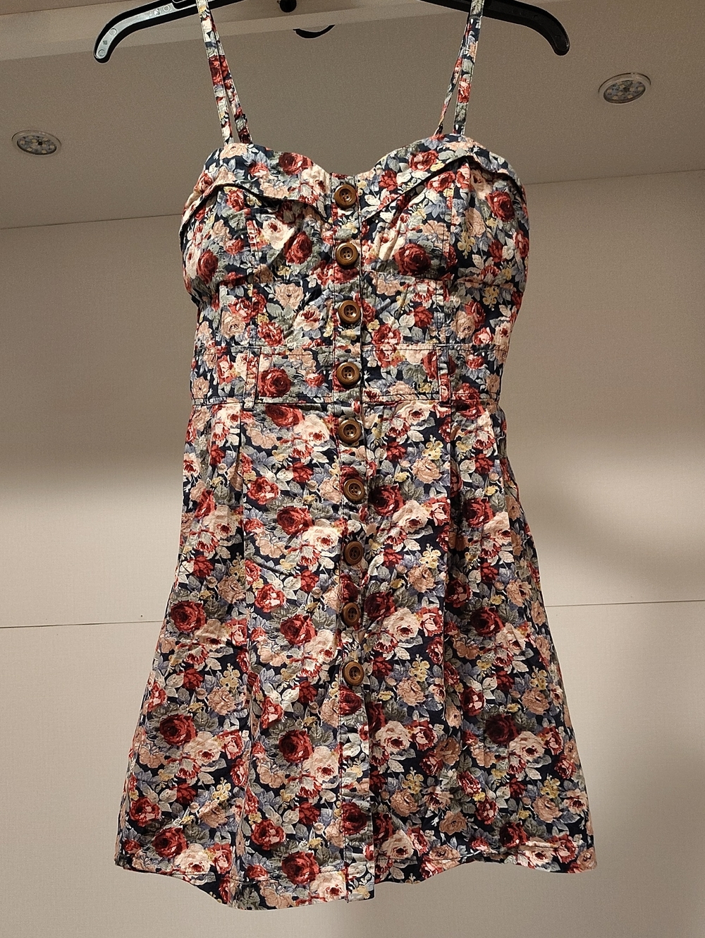Floral Button Front Mini Dress Medium